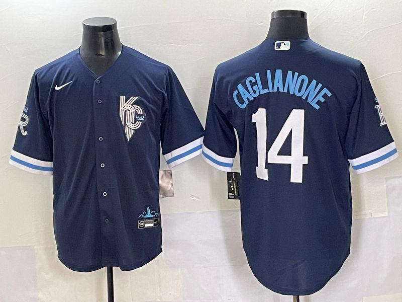Men 2025 Kansas City Royals #14 Caglianone Blue City Edition Nike MLB Jersey style 1
